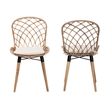 Baxton Studio Sabelle Brown Teak Wood and Greywashed Rattan Dining Chair