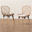 Baxton Studio Sabelle Brown Teak Wood and Greywashed Rattan Dining Chair