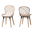 Baxton Studio Sabelle Brown Teak Wood and Greywashed Rattan Dining Chair