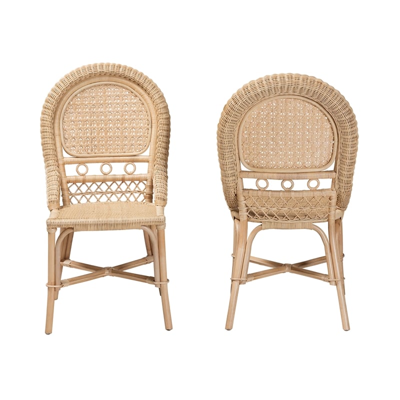 Baxton Studio Jelita Modern Bohemian Natural Brown Rattan Dining Chair
