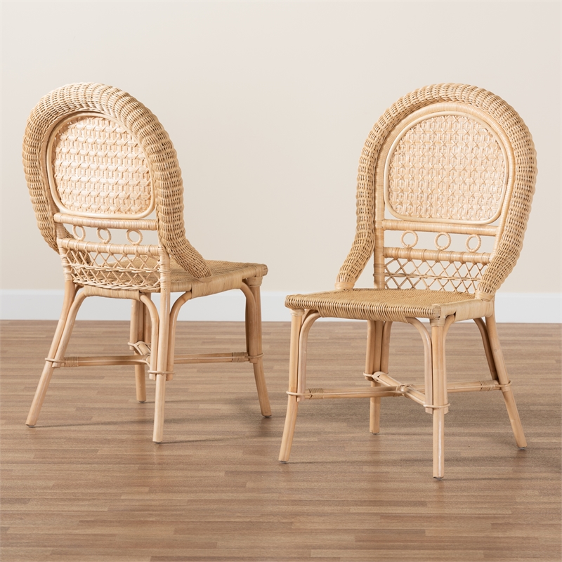 Baxton Studio Jelita Modern Bohemian Natural Brown Rattan Dining Chair
