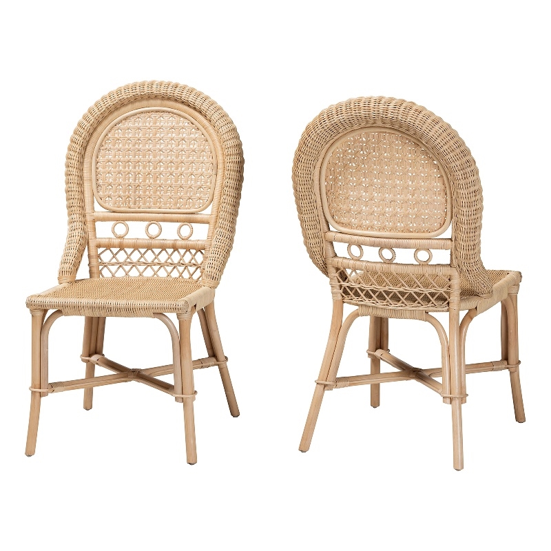 Baxton Studio Jelita Modern Bohemian Natural Brown Rattan Dining Chair