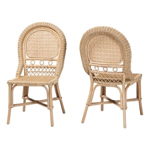Baxton Studio Jelita Modern Bohemian Natural Brown Rattan Dining Chair