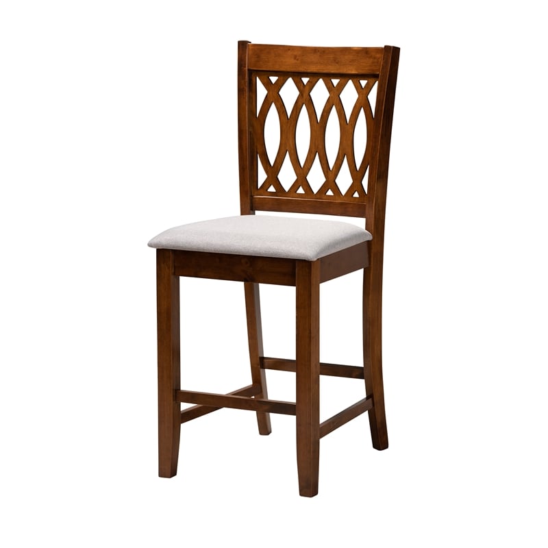 Baxton Studio Florencia Grey Fabric and Walnut Brown Wood 5-Piece Pub Set