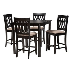 Baxton Studio Florencia Beige Fabric and Espresso Brown Wood 5-Piece Pub Set