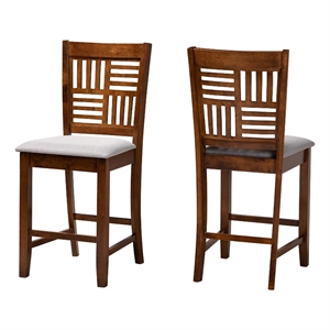 Baxton Studio Deanna Grey Fabric and Walnut Brown Finished Wood Counter Stool