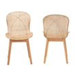 Baxton Studio Sabelle Japandi Natural Brown Mahogany and Rattan Dining Chair