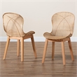Baxton Studio Sabelle Japandi Natural Brown Mahogany and Rattan Dining Chair