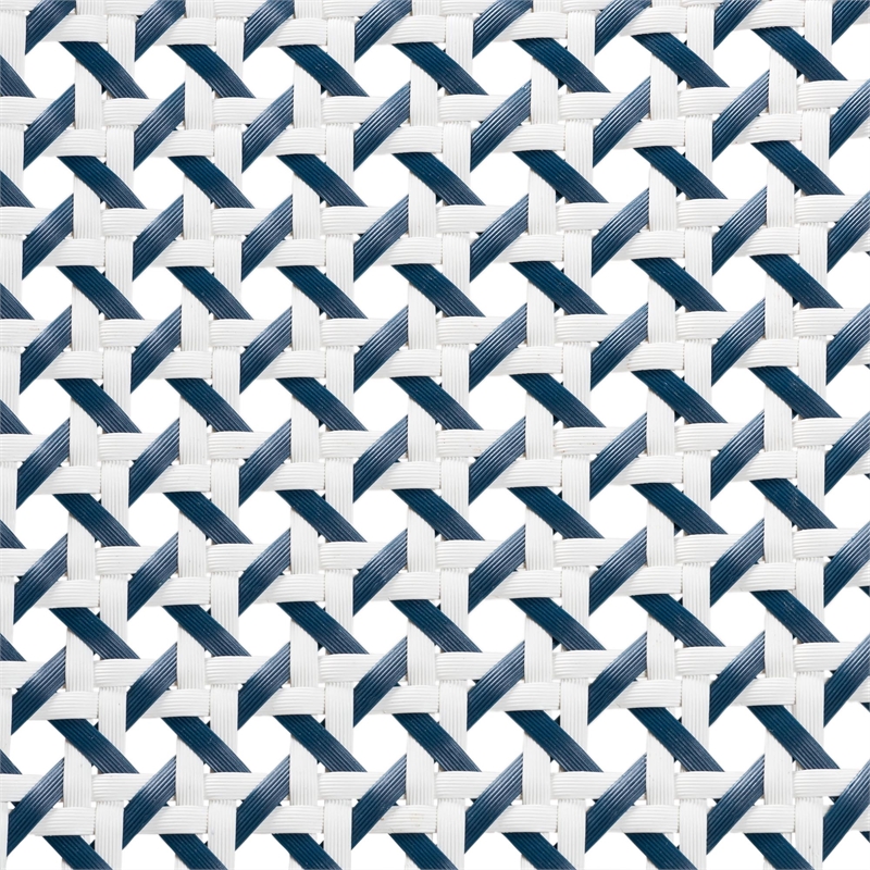 Baxton Studio Luciana French Blue and White Weaving Natural Rattan Bistro Chair