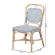 Baxton Studio Luciana French Blue and White Weaving Natural Rattan Bistro Chair