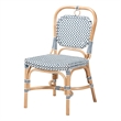 Baxton Studio Luciana French Blue and White Weaving Natural Rattan Bistro Chair