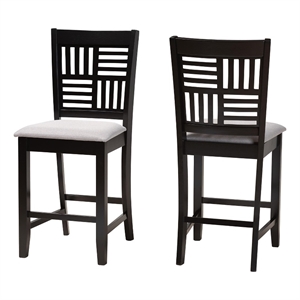 Baxton Studio Deanna Grey Fabric and Dark Brown Finished Wood Counter Stool