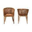 Baxton Studio Mario Natural Brown Finished Teak Wood and Rattan Dining Chair