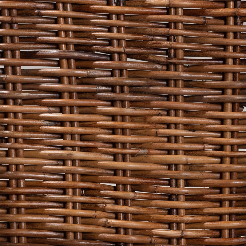 Baxton Studio Mario Natural Brown Finished Teak Wood and Rattan Dining Chair