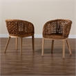 Baxton Studio Mario Natural Brown Finished Teak Wood and Rattan Dining Chair