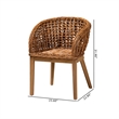 Baxton Studio Mario Natural Brown Finished Teak Wood and Rattan Dining Chair