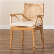 Baxton Studio Storsel Natural Brown Finished Teak Wood and Rattan Dining Chair