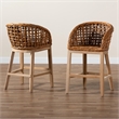 Baxton Studio Mario Natural Brown Finished Teak Wood and Rattan Counter Stool