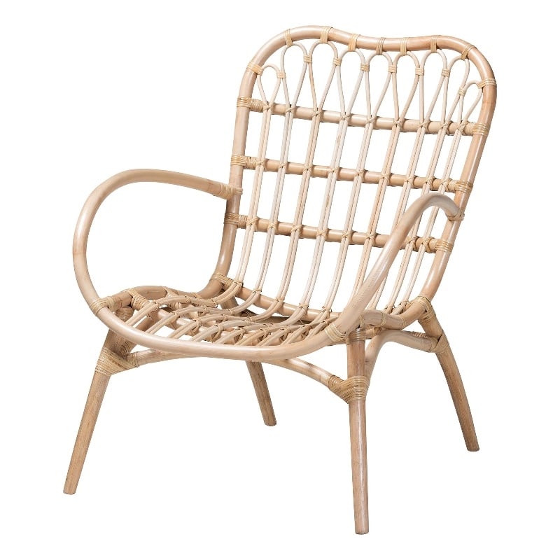 Baxton Studio Bajo Modern Bohemian Natural Brown Rattan Arm Chair