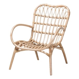 Baxton Studio Bajo Modern Bohemian Natural Brown Rattan Arm Chair