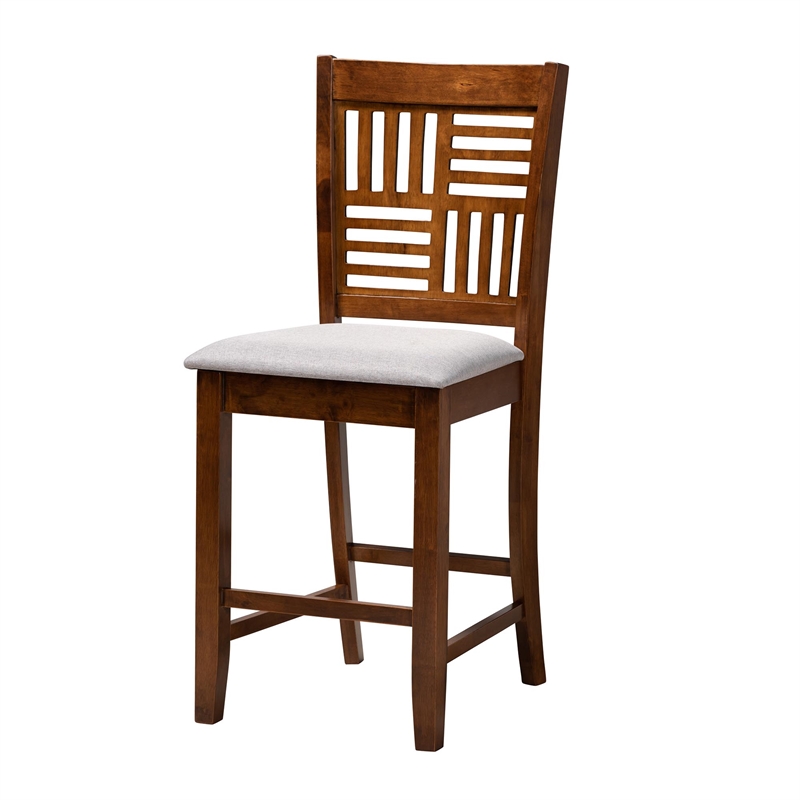 Baxton Studio Deanna Grey Fabric and Walnut Brown Wood 5-Piece Pub Set