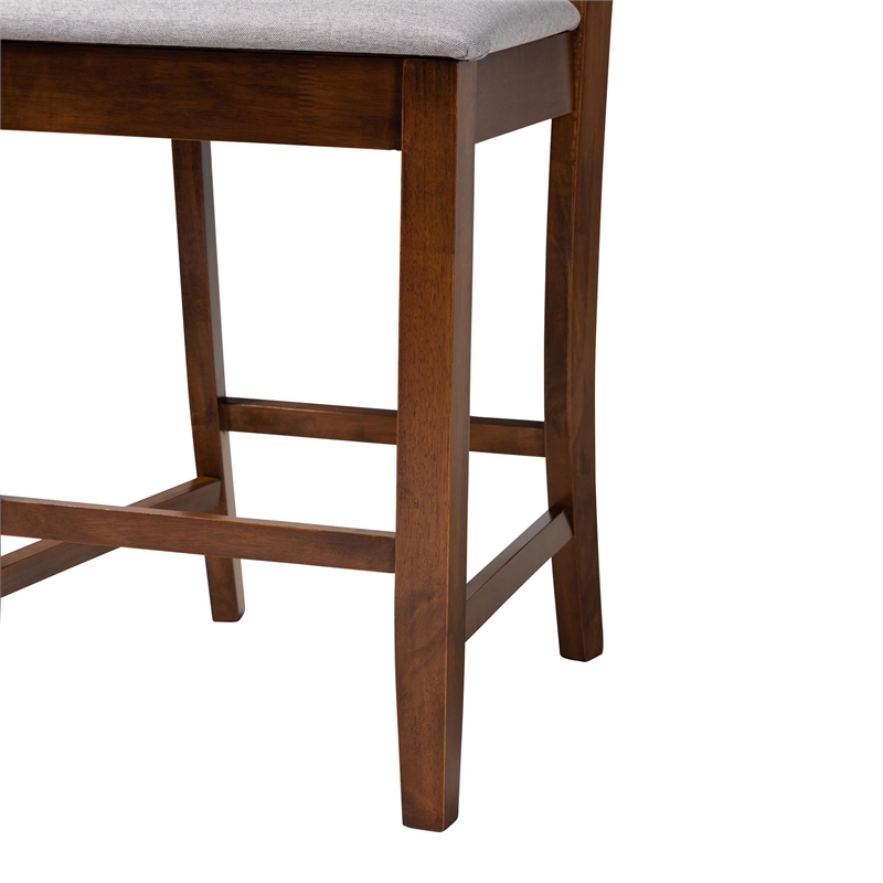 Baxton Studio Deanna Grey Fabric and Walnut Brown Wood 5-Piece Pub Set