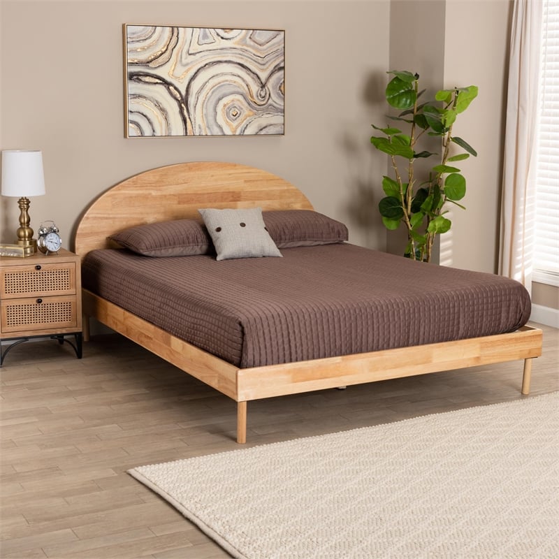 Baxton Studio Denton Natural Brown Finished Wood Queen Size Platform Bed