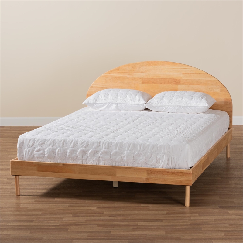 Baxton Studio Denton Natural Brown Finished Wood Queen Size Platform Bed