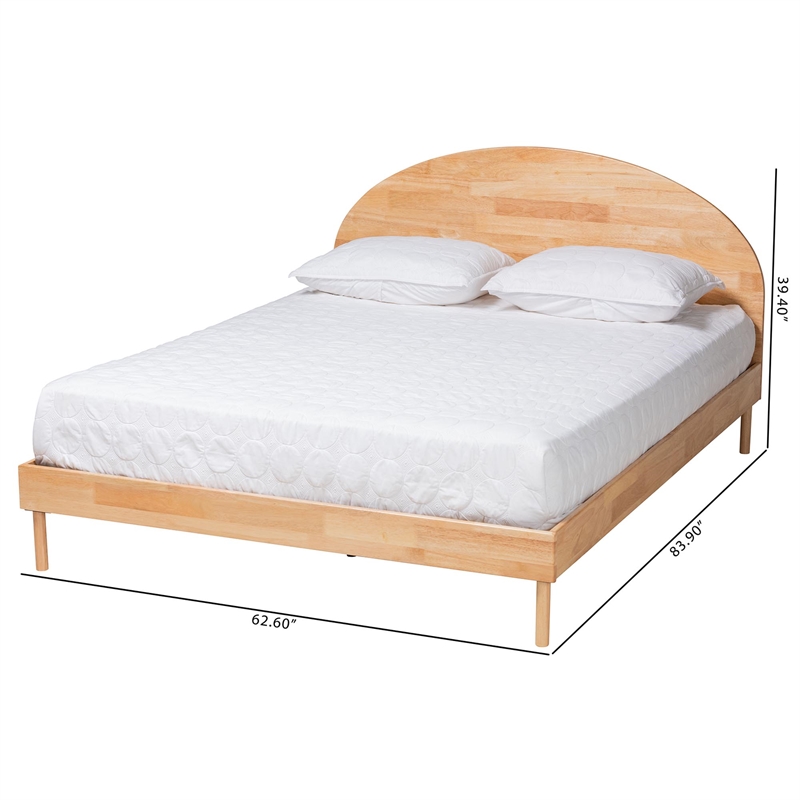 Baxton Studio Denton Natural Brown Finished Wood Queen Size Platform Bed