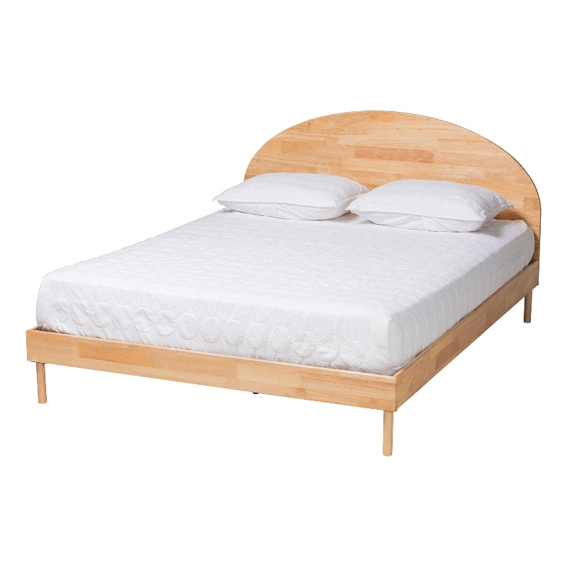 Baxton Studio Denton Natural Brown Finished Wood Queen Size Platform Bed
