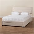Baxton Studio Braylon Beige Fabric and Brown Wood Full Storage Platform Bed