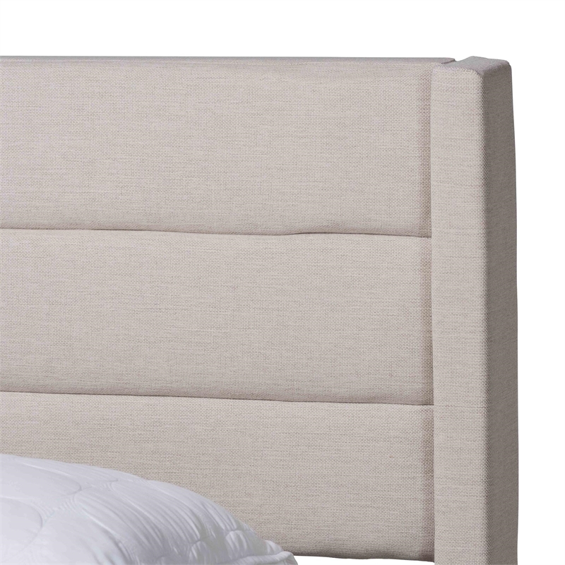 Baxton Studio Braylon Beige Fabric and Brown Wood Full Storage Platform Bed