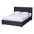 Baxton Studio Braylon Gray Fabric and Brown Wood Full Size Storage Platform Bed