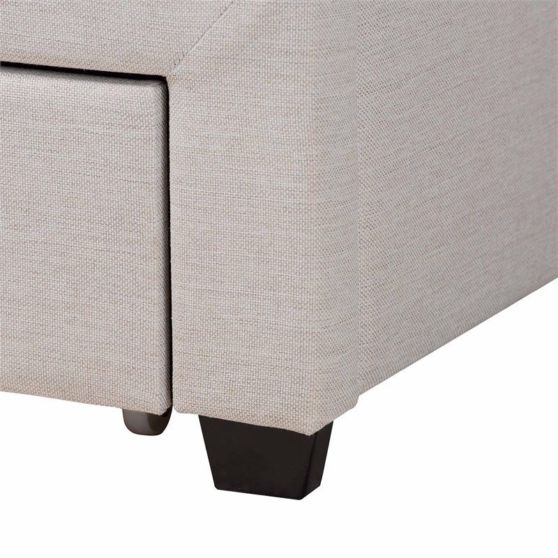 Baxton Studio Braylon Beige Fabric and Brown Wood Queen Storage Platform Bed