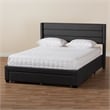 Baxton Studio Braylon Gray Fabric and Brown Wood Queen Storage Platform Bed