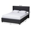 Baxton Studio Braylon Gray Fabric and Brown Wood Queen Storage Platform Bed