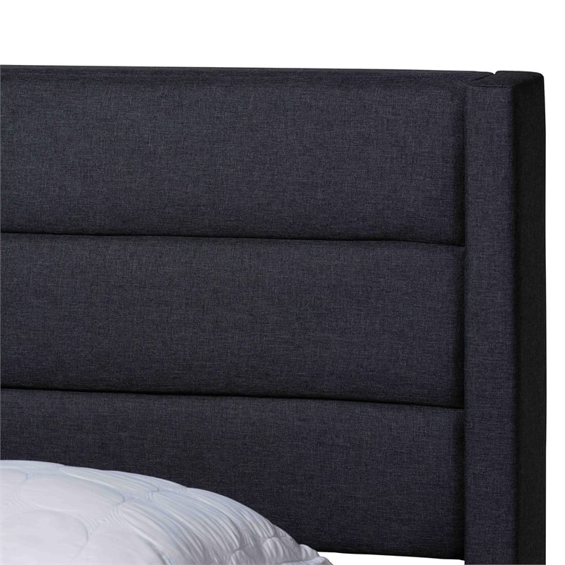 Baxton Studio Braylon Gray Fabric and Brown Wood Queen Storage Platform Bed