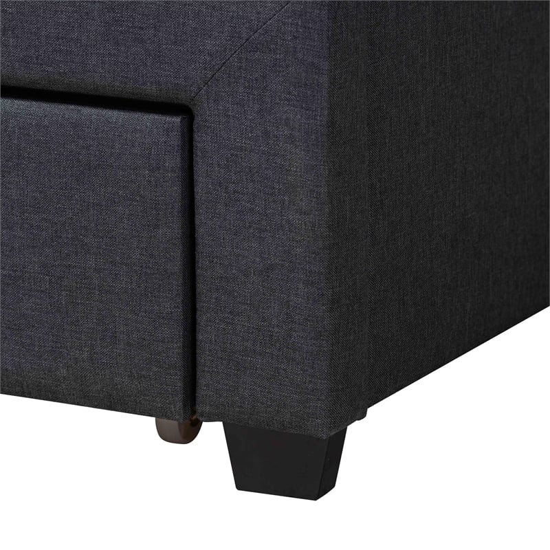 Baxton Studio Braylon Gray Fabric and Brown Wood Queen Storage Platform Bed