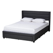 Baxton Studio Braylon Gray Fabric and Brown Wood Queen Storage Platform Bed