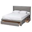 Baxton Studio Braylon Gray Fabric and Brown Wood Queen Storage Platform Bed