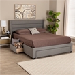 Baxton Studio Braylon Gray Fabric and Brown Wood Queen Storage Platform Bed