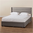 Baxton Studio Braylon Gray Fabric and Brown Wood Queen Storage Platform Bed