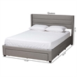 Baxton Studio Braylon Gray Fabric and Brown Wood Queen Storage Platform Bed