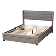 Baxton Studio Braylon Gray Fabric and Brown Wood Queen Storage Platform Bed