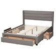 Baxton Studio Braylon Gray Fabric and Brown Wood Queen Storage Platform Bed
