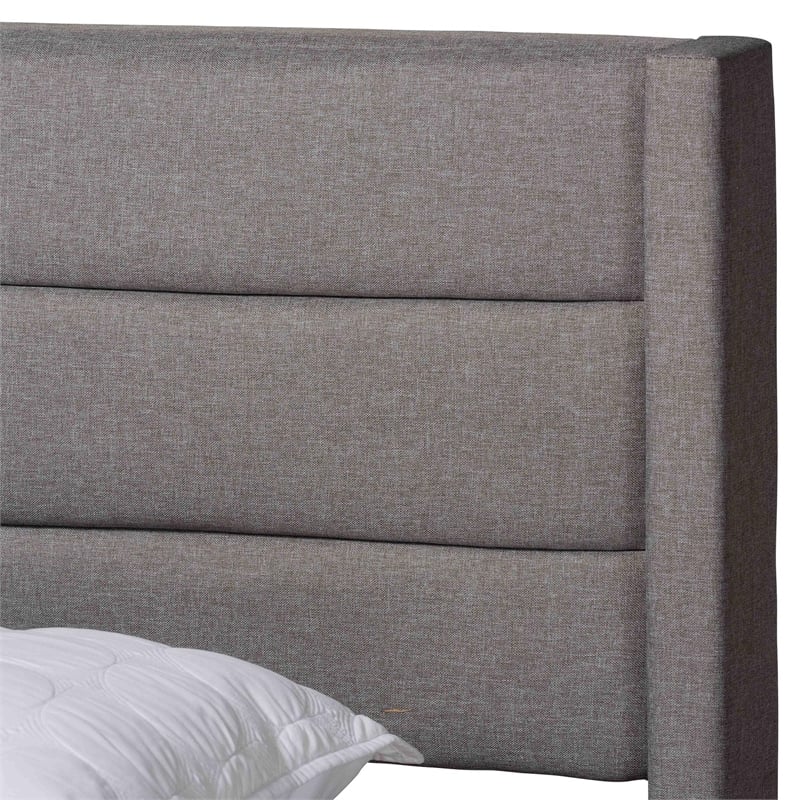 Baxton Studio Braylon Gray Fabric and Brown Wood Queen Storage Platform Bed