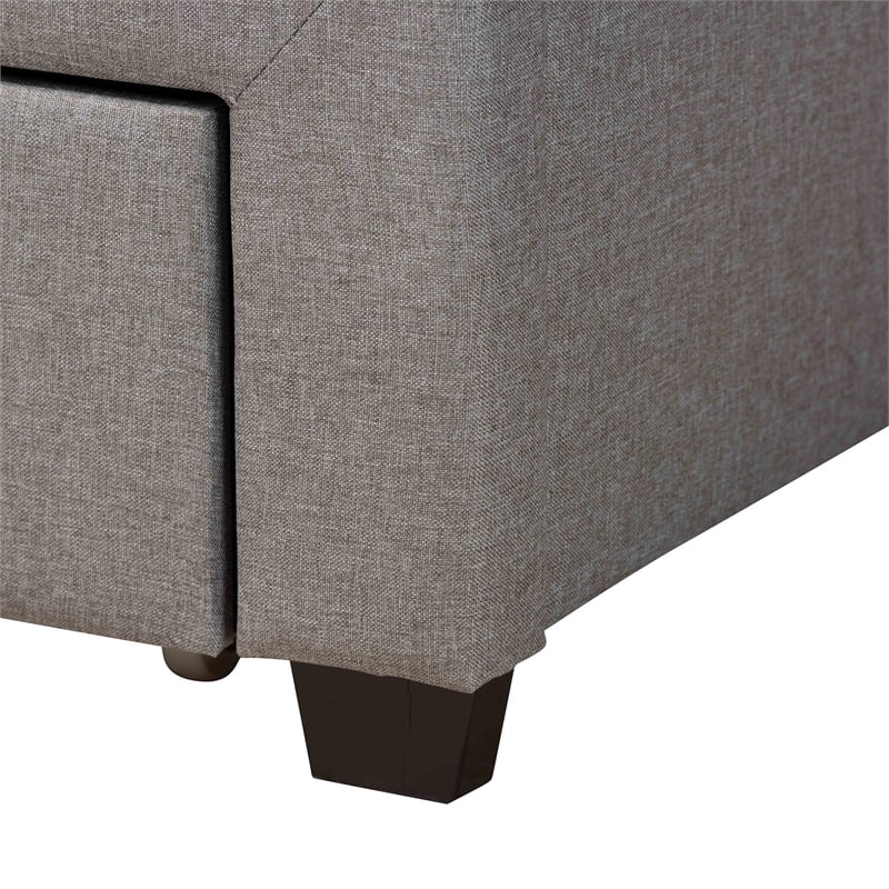 Baxton Studio Braylon Gray Fabric and Brown Wood Queen Storage Platform Bed