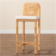 Baxton Studio Zariah Bohemian Natural Brown Rattan and Mahogany Wood Bar Stool