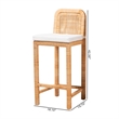Baxton Studio Zariah Bohemian Natural Brown Rattan and Mahogany Wood Bar Stool