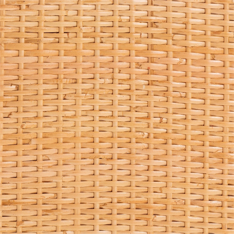 Baxton Studio Vaere Natural Brown Rattan and Mahogany Wood Storage Cabinet